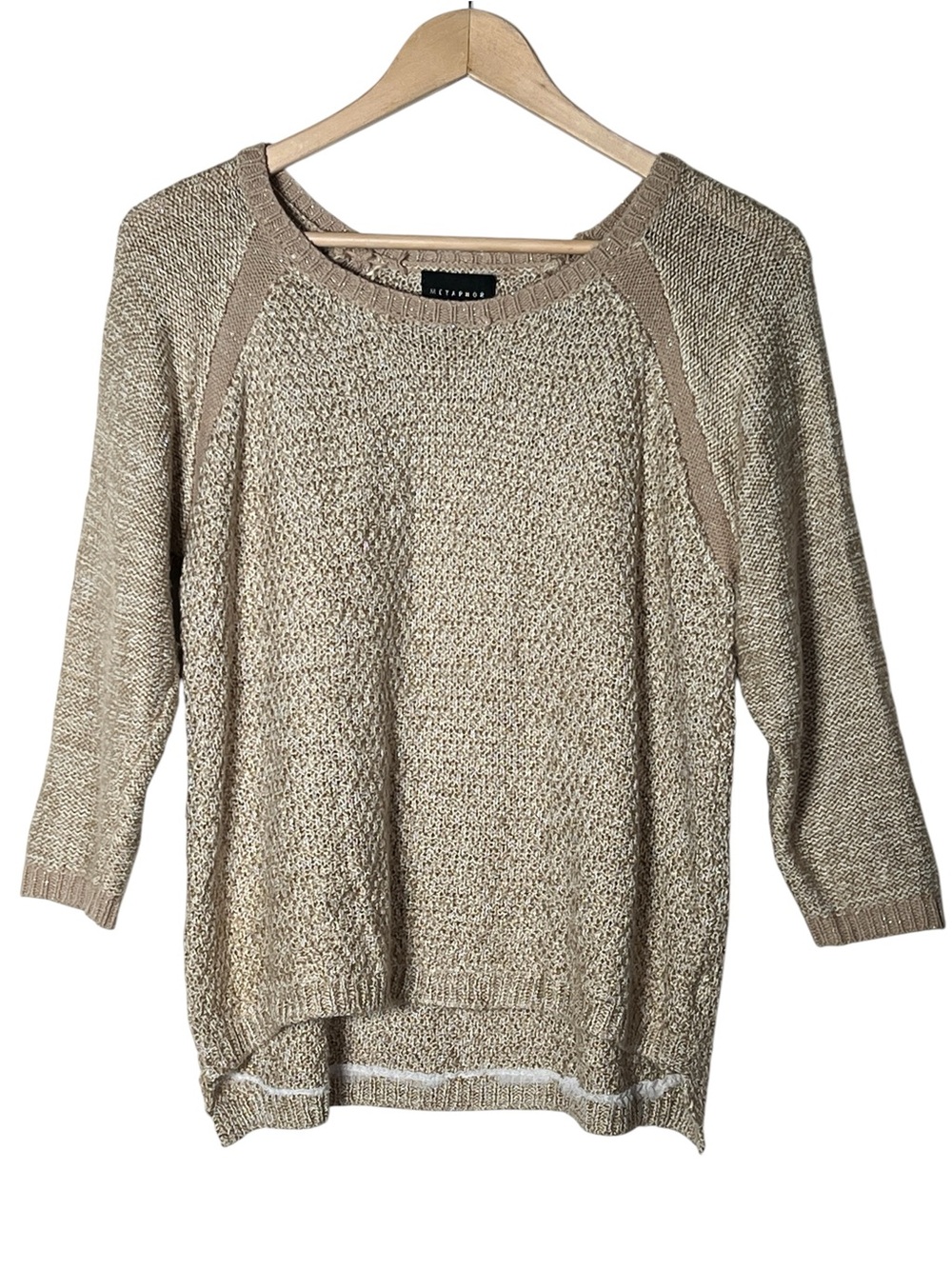 Metaphor Women's Metallic Beige Knit Sweater size medium M B84